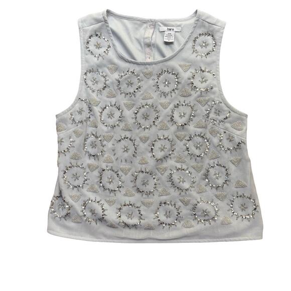 Y2K VTG. ALL OVER BEADED‎ PASTEL BLUE TOP SMALL. - Picture 2 of 7